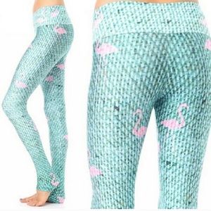 Goldsheep Leggings Flamingo Green Pink Small